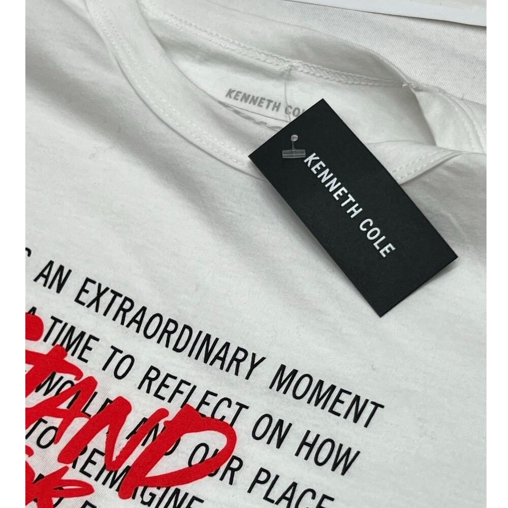 Kenneth Cole VoiceWear White Stand For Something Graphic Tee Medium NWT Cotton - Picture 5 of 7
